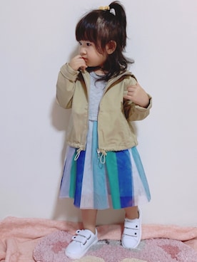 「SEVENDAYS=SUNDAY（セブンデイズサンデイ）のアイテム（ジャケット/アウター）」を使った、❁Runa❁さん（キッズ・80cm）の秋コーディネート