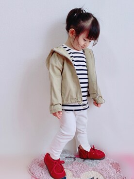 「SEVENDAYS=SUNDAY（セブンデイズサンデイ）のアイテム（ジャケット/アウター）」を使った、❁Runa❁さん（キッズ・90cm）の秋コーディネート