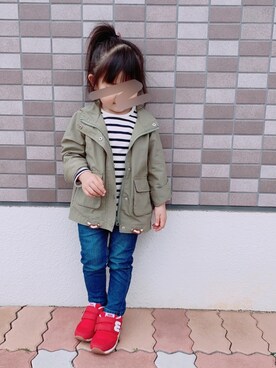 「a.v.v（アーヴェヴェ）のアイテム（その他アウター）」を使った、❁Runa❁さん（キッズ・90cm）の春コーディネート
