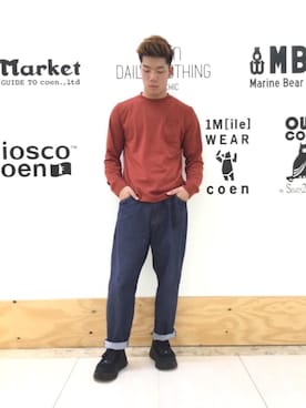 ワイドエバーリジッドデニムイージーパンツを使ったショップスタッフのメンズ人気ファッションコーディネート Wear