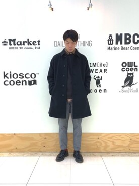 「モノトーンカラー」｜「アイテム（ジャケット/アウター）」を使った、coen ひぐちさん（メンズ・177cm）の冬コーディネート