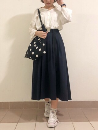KEROYO使用「w closet（ガチャベルト付きロングフレアスカート）」的時尚穿搭