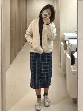 「通勤穿搭」｜「アイテム（その他アウター）」を使った、KEROYOさん（レディース・167cm）の冬コーディネート