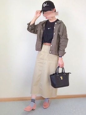 「RAY CASSIN（レイカズン）のアイテム（デニムジャケット）」を使った、Nana.Wさん（レディース・163cm）の秋コーディネート