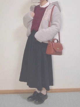 「AS KNOW AS PINKY（アズノゥアズピンキー）のアイテム（ブルゾン）」を使った、Nana.Wさん（レディース・163cm）の冬コーディネート