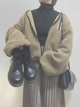 「MERLOT（メルロー）のアイテム（ブルゾン）」を使った、Nana.Wさん（レディース・163cm）の冬コーディネート