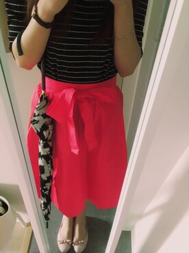 「LOWRYS FARM（ローリーズファーム）のアイテム（トップス、ブラック系）」を使った、ルイズさん（レディース・154cm）の夏コーディネート