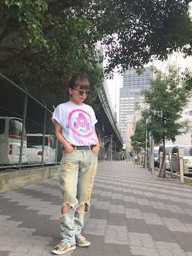 「MISBHV（ミスビヘイブ）のアイテム（パンツ）」を使った、nanae  sakataさん（レディース・153cm）の夏コーディネート