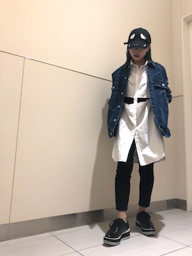 「WHITELAND BLACKBURN」｜「アイテム（デニムジャケット）」を使った、nanae  sakataさん（レディース・153cm）の夏コーディネート