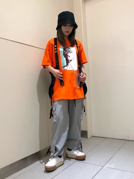 「L.H.P（エルエイチピー）のアイテム（帽子）」を使った、nanae  sakataさん（レディース・153cm）の夏コーディネート