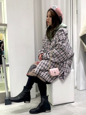 「Danke schon」｜「アイテム（ハンチング/ベレー帽）」を使った、nanae  sakataさん（レディース・153cm）の冬コーディネート