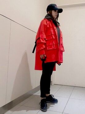 「AZSのアイテム（キャップ）」を使った、nanae  sakataさん（レディース・153cm）の冬コーディネート