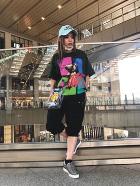 「KaneZ（ケインズ）のアイテム（キャップ）」を使った、nanae  sakataさん（レディース・153cm）の夏コーディネート