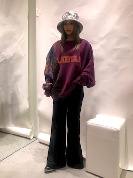 「L.H.P（エルエイチピー）のアイテム（スウェット）」を使った、nanae  sakataさん（レディース・153cm）の秋コーディネート