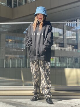 「WHITELAND（ホワイトランド）のWHITELAND/ホワイトランド/プリントパーカー（パーカー）」を使った、nanae  sakataさん（レディース・153cm）の春コーディネート