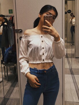 「日常」｜「アイテム（その他トップス）」を使った、🌙さん（レディース・160cm）の春コーディネート
