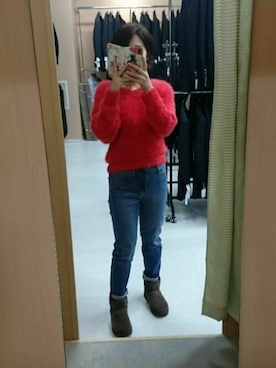 「UNIQLOデニム」｜keikoさん（レディース・162cm）の冬コーディネート