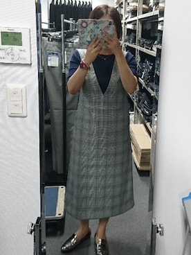 「グレンチェック」｜「アイテム（ジャンパースカート）」を使った、keikoさん（レディース・162cm）の夏コーディネート