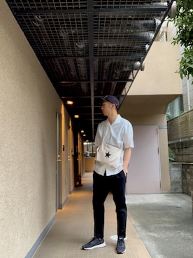 「CONVERSE TOKYO（コンバーストウキョウ）のアイテム（ショルダーバッグ）」を使った、うぇあひろかずさん（メンズ・175cm）の夏コーディネート