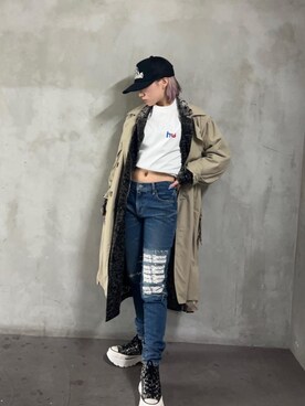 「でにむ」｜「アイテム（トレンチコート）」を使った、sakurakoさん（レディース・158cm）の冬コーディネート