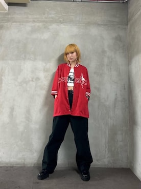 「アイテム（その他アウター、レッド系）」を使った、sakurakoさん（レディース・158cm）の春コーディネート