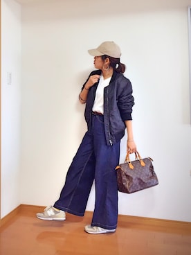 「AZUL by moussy（アズールバイマウジー）の6角形フープピアス（ピアス（両耳用））」を使った、tamiさん（レディース・159cm）の春コーディネート