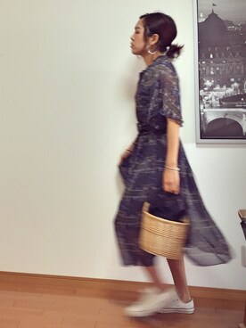 「AZUL by moussy（アズールバイマウジー）の6角形フープピアス（ピアス（両耳用））」を使った、tamiさん（レディース・159cm）の夏コーディネート