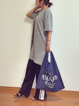 「ジャージーパンツ」｜「アイテム（ワンピース/ドレス）」を使った、tamiさん（レディース・159cm）の夏コーディネート
