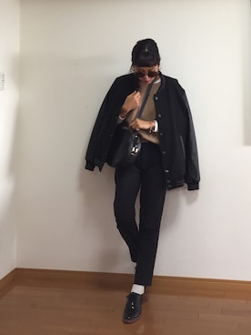 「RAGEBLUE（レイジブルー）のアイテム（スタジャン）」を使った、tamiさん（レディース・159cm）の秋コーディネート