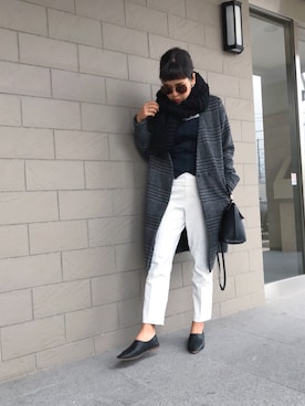 「ハイネックトップス」｜「アイテム（その他アウター）」を使った、tamiさん（レディース・159cm）の冬コーディネート