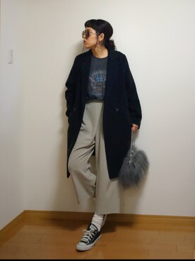「LEPSIM（レプシィム）のアイテム（チェスターコート）」を使った、tamiさん（レディース・159cm）の冬コーディネート
