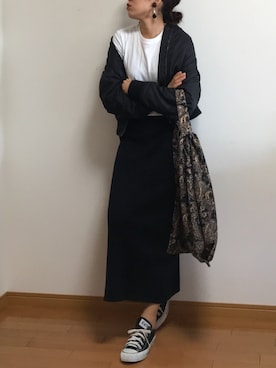 「クルーネックTシャツ」｜「アイテム（ジャケット/アウター）」を使った、tamiさん（レディース・159cm）の春コーディネート