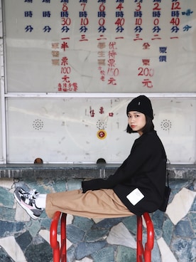 「plain-me（プレインミー）のアイテム（パンツ）」を使った、Hsuannさん（レディース・156cm）の秋コーディネート