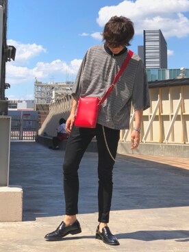 ボディバッグ ウエストポーチを使った 差し色 赤 の人気ファッションコーディネート ユーザー ショップスタッフ Wear
