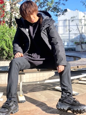 「Lui's（ルイス）のアイテム（ダウンジャケット/コート）」を使った、クリワキタカヒロさん（メンズ・172cm）の冬コーディネート