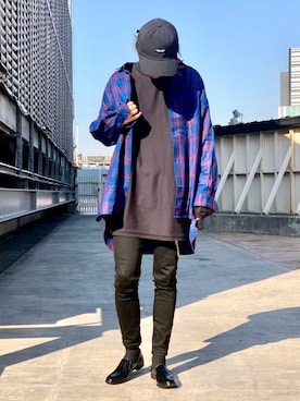 「CPH（シーピーエイチ）のアイテム（キャップ）」を使った、クリワキタカヒロさん（メンズ・172cm）の冬コーディネート
