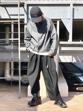 「CPH（シーピーエイチ）のアイテム（キャップ）」を使った、クリワキタカヒロさん（メンズ・172cm）の冬コーディネート