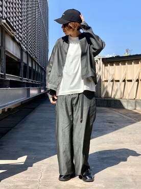 「CPH（シーピーエイチ）のアイテム（キャップ）」を使った、クリワキタカヒロさん（メンズ・172cm）の春コーディネート