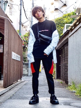 「alexanderwang（アレキサンダーワン）のアイテム（パンツ）」を使った、クリワキタカヒロさん（メンズ・172cm）の春コーディネート