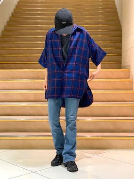 「CPH（シーピーエイチ）のアイテム（キャップ）」を使った、クリワキタカヒロさん（メンズ・173cm）の夏コーディネート