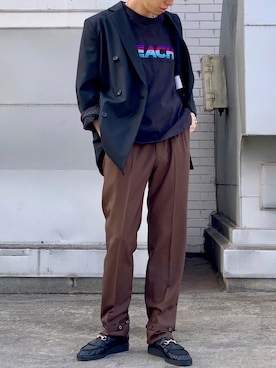 「DAIRIKU（ダイリク）のアイテム（パンツ）」を使った、クリワキタカヒロさん（メンズ・172cm）の冬コーディネート