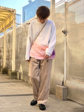 「Lui's（ルイス）のナローベルト（ベルト）」を使った、クリワキタカヒロさん（メンズ・172cm）の冬コーディネート