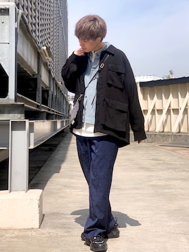 「Lui's（ルイス）のアイテム（カバーオール）」を使った、クリワキタカヒロさん（メンズ・172cm）の春コーディネート