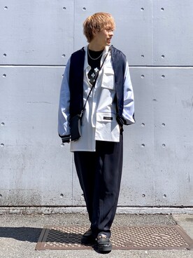「SYU.HOMME/FEMM（シュウ）のアイテム」を使った、クリワキタカヒロさん（メンズ・172cm）の春コーディネート