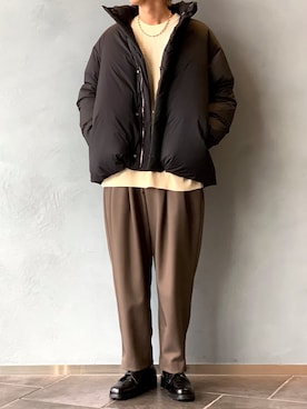 「Lui's（ルイス）のアイテム（ダウンジャケット/コート）」を使った、クリワキタカヒロさん（メンズ・172cm）の冬コーディネート