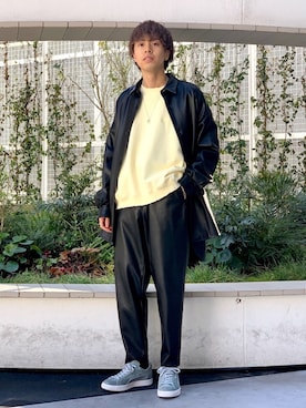 「DAIRIKU（ダイリク）のアイテム（スウェット）」を使った、クリワキタカヒロさん（メンズ・172cm）の冬コーディネート