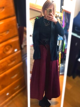 「GU（ジーユー）のアイテム（パンツ、レッド系）」を使った、はらしさん（レディース・154cm）の春コーディネート