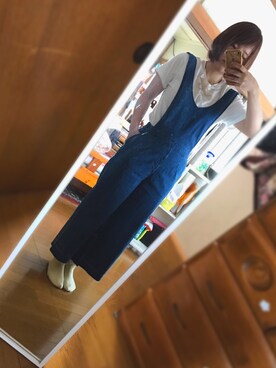 「FOREVER 21（フォーエバー トゥエンティーワン）のアイテム（オールインワン・サロペット、ブルー系）」を使った、はらしさん（レディース・154cm）の春コーディネート