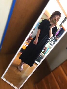 「NICE CLAUP（ナイスクラップ）のアイテム（ワンピース、ブラック系）」を使った、はらしさん（レディース・154cm）の夏コーディネート