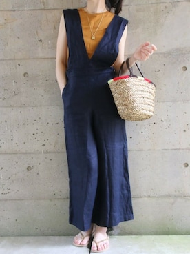 「NATURAL BEAUTY BASIC（ナチュラルビューティーベーシック）のアイテム（オールインワン・サロペット）」を使った、kotetuさん（レディース・162cm）の夏コーディネート